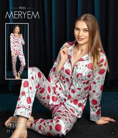 Slike MISS MERYEM Ženska satenska pidžama sa ružama