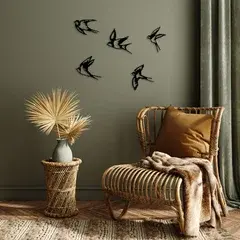 1 thumbnail image for Metalna zidna dekoracija sa pet ptičica crna
