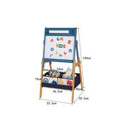 4 thumbnail image for KINDER HOME Dečija drvena tabla sa magnetima na postolju, za učenje, crtanje i skladištenje plavo-žuta