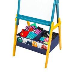 5 thumbnail image for KINDER HOME Dečija drvena tabla sa magnetima na postolju, za učenje, crtanje i skladištenje plavo-žuta