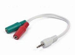 1 thumbnail image for GEMBIRD Adapter 2 x 3.5 mm(slušalice i mikrofon) na 1x 3.5mm(4 pin) cable CCA-417W beli
