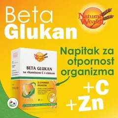 1 thumbnail image for NATURAL WEALTH Beta glukan + vitaminC + Zn 20 kesica