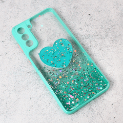 Slike Maska Glitter Heart za Samsung G996F Galaxy S21 Plus zelena