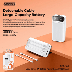 1 thumbnail image for REMAX Back up baterija Lesu Series RPP-103 2A Cabled 30000mAh bela