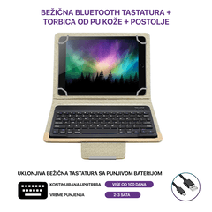 1 thumbnail image for Futrola sa Bluetooth Tastaturom Leather za Tablet 10" Univerzalna zlatna