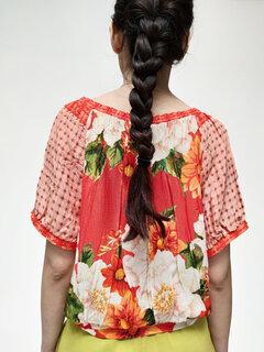 2 thumbnail image for ORANGE Ženska letnja bluza sa cvetnim dezenom crvena