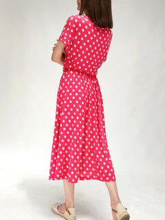 1 thumbnail image for ORANGE Ženska midi haljina na tufne crvena