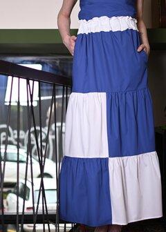 0 thumbnail image for PAMUKLIK Ženska dugačka letnja suknja sa karnerima SAILOR teget-bela