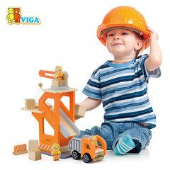 2 thumbnail image for VIGA Set gradilište sa kranom, kamionom, saobraćajnim znakom i 3 figurice radnika