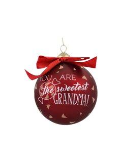 0 thumbnail image for POLIMONT Staklena novogodišnja kugla sa porukom u gift pakovanju 10cm You Are The Sweetest Grandma