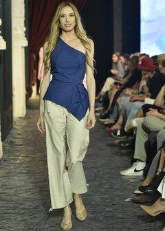 2 thumbnail image for PAMUKLIK Ženske lagane ravne pantalone sa tračicama TESORO boja peska