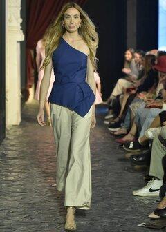 3 thumbnail image for PAMUKLIK Ženske lagane ravne pantalone sa tračicama TESORO boja peska