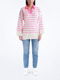 1 thumbnail image for QU STYLE Ženska džemper na pruge roze-beli