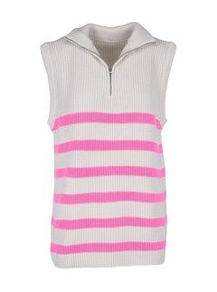 Slike QU STYLE Ženski džemper bez rukava belo-roze