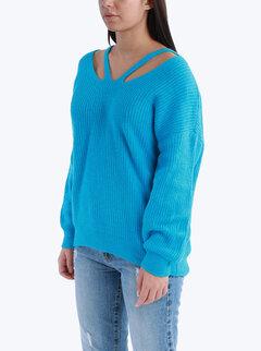 Slike QU STYLE Ženski oversize džemper plavi