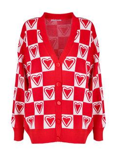Slike QU STYLE Ženski džemper crveno-beli