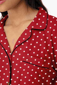 2 thumbnail image for Ženska pidžama sa tufnicama crvena