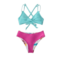 CUPSHE Ženski dvodelni kupaći kostim D127 plavo-roze