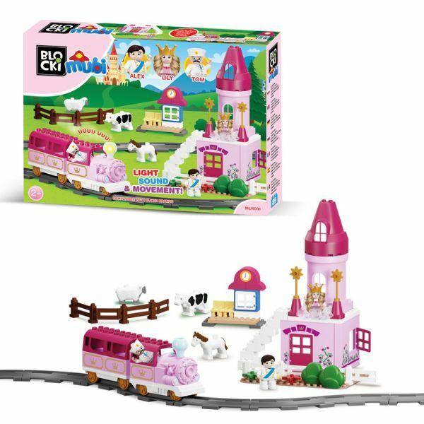 Blocki Kocke za decu Zamak i voz Mubi, 85 komada