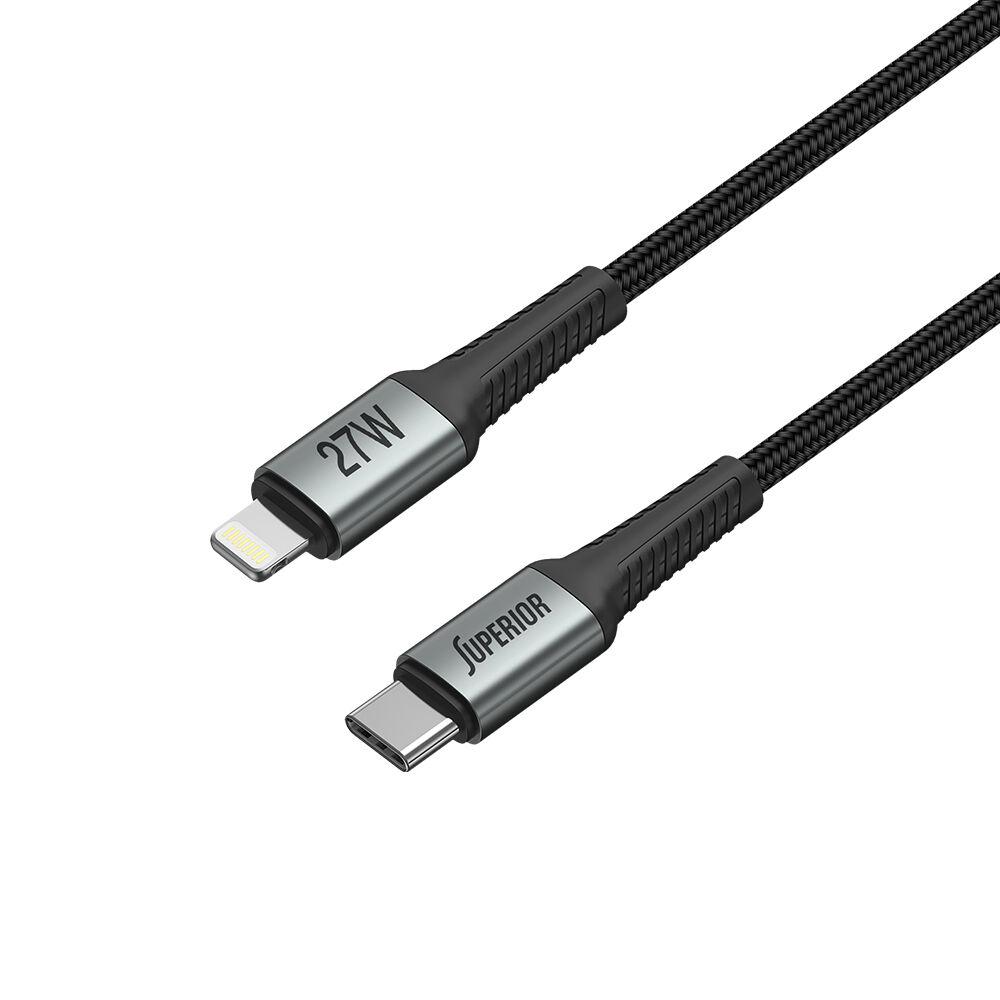 Galaxy Code USB data kabl SU-K109, Type-C na Lightning, Pleteni, 27W, 3A, 2 m, Crni