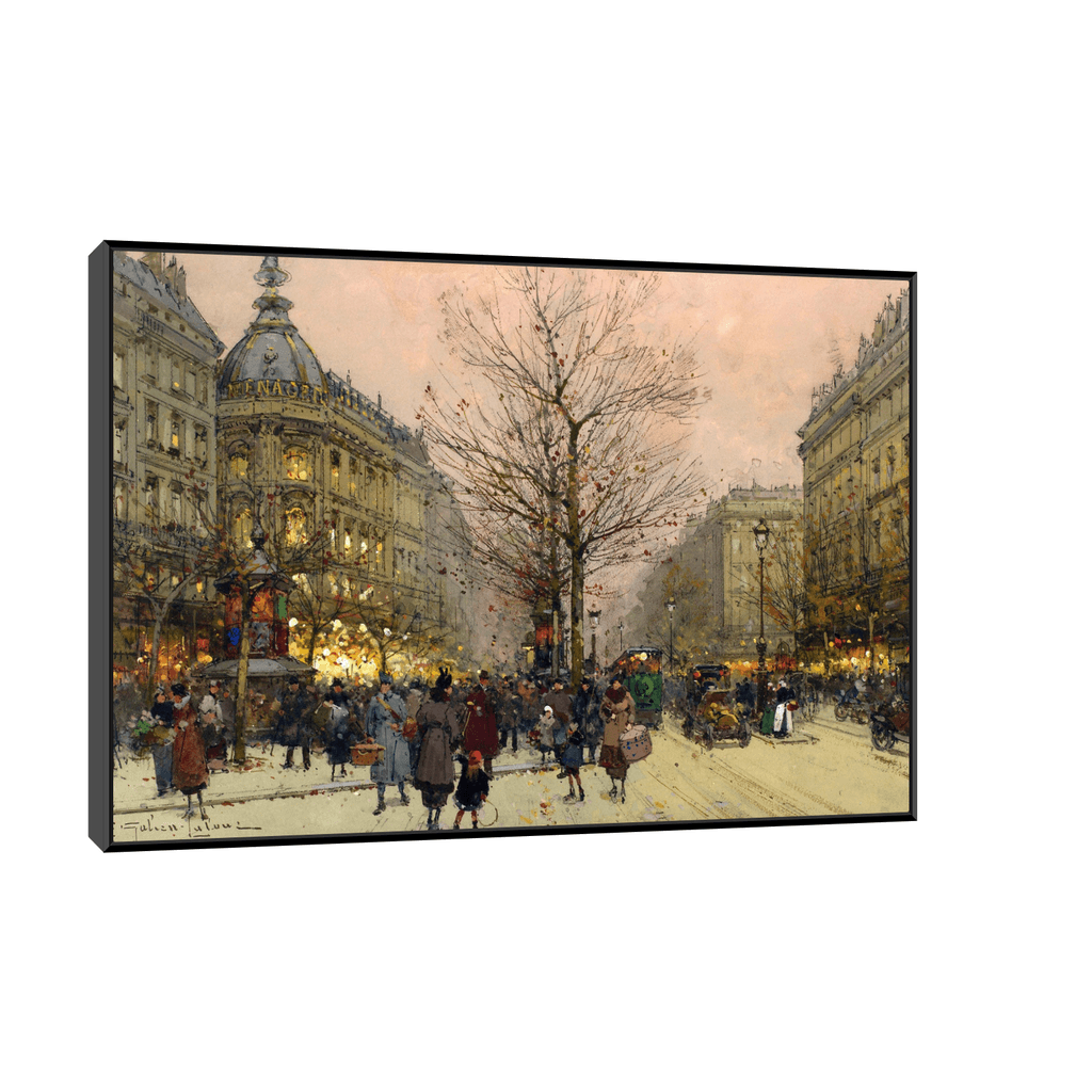 Canvas Slika na platnu Les Grands Boulevards, Paris,Eugčne Galien-Laloue, 90x60cm, Sa ramom, Crni