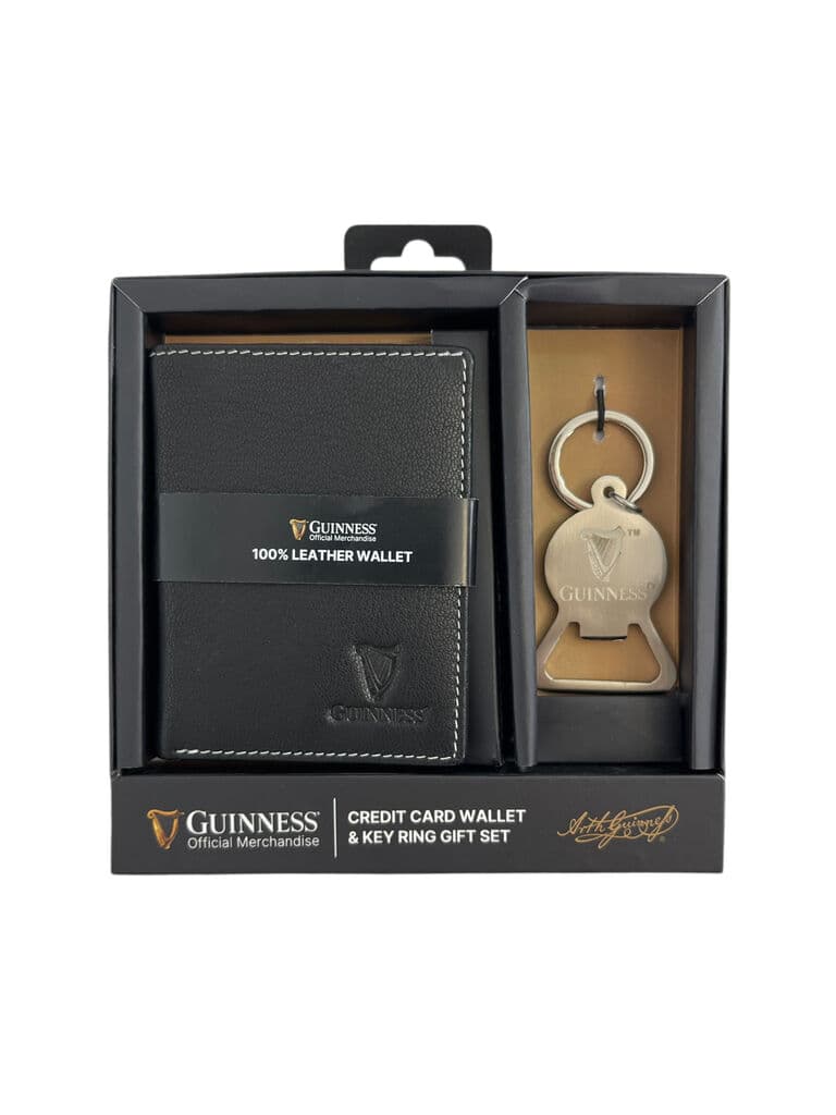 Guinness Muški set kožni novčanik za kartice i otvarač za flaše JBGNGS06, Crni
