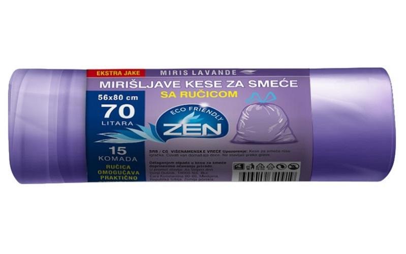 Zen kese za smeće sa ručicom, Lavanda, 70l, 56cmx80cm