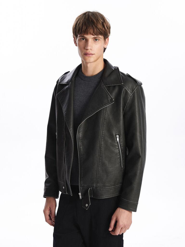 LC Waikiki Muška kožna jakna S51457Z8-CVL, Crna