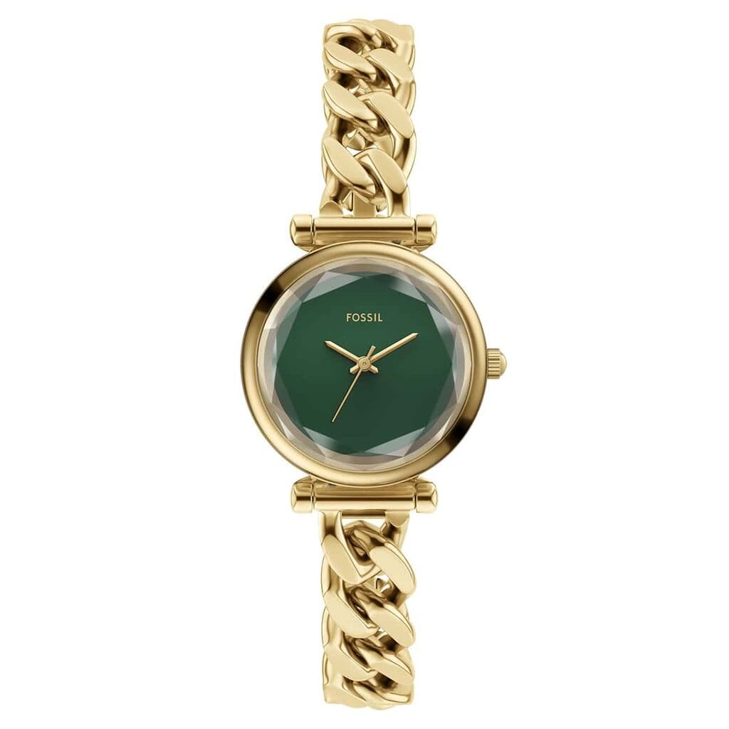 Fossil Ženski kvarcni sat Carlie, Zeleno-zlatne boje