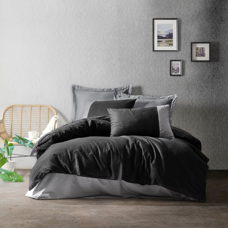 COTTON BOX Set posteljine Plain Line, Double, 240x260 cm, Crni