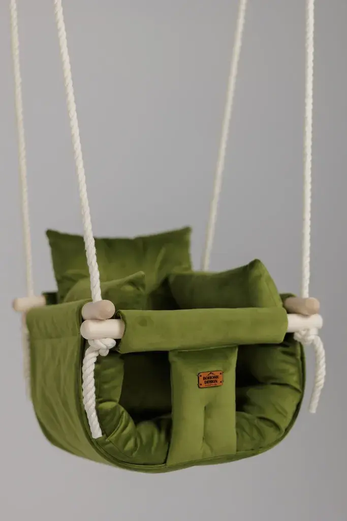 Bohome Design Sobna ljuljaška za bebe Luxury Olive Green, Maslinasta