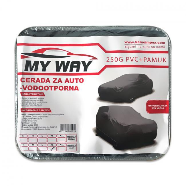 My Way Cerada za auto, Vodootporna, 587x206x120 cm, Crna