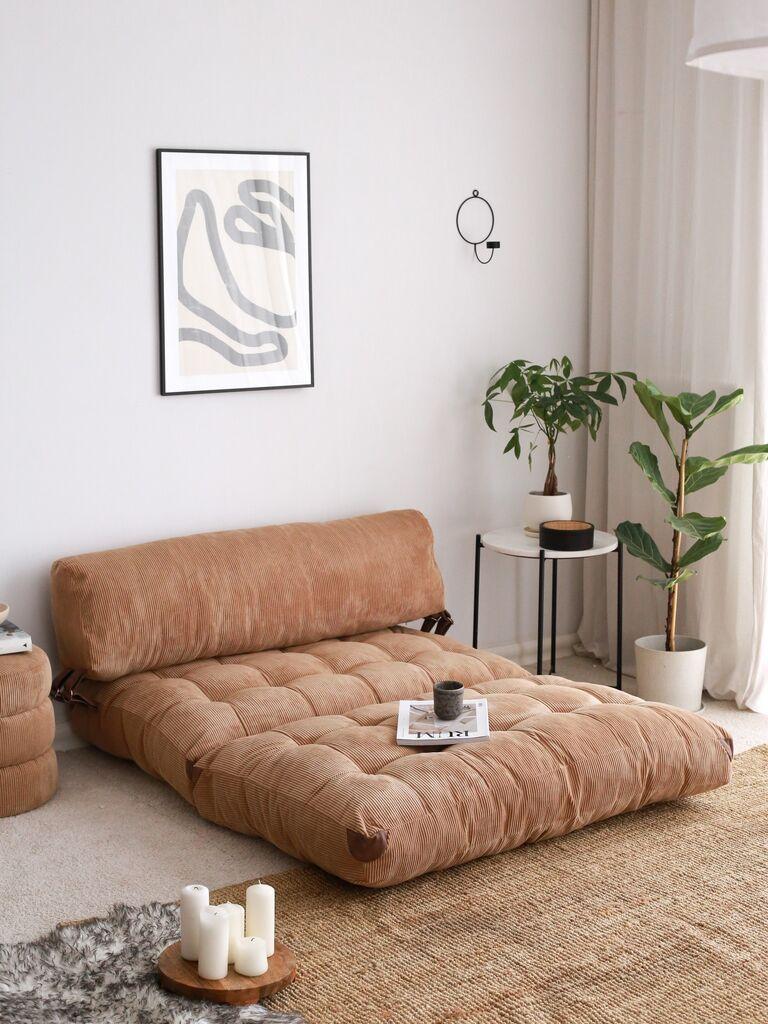 Atelier del Sofa Dvosed na razvlačenje Fold Kadife 2 120x24x75cm Kamel