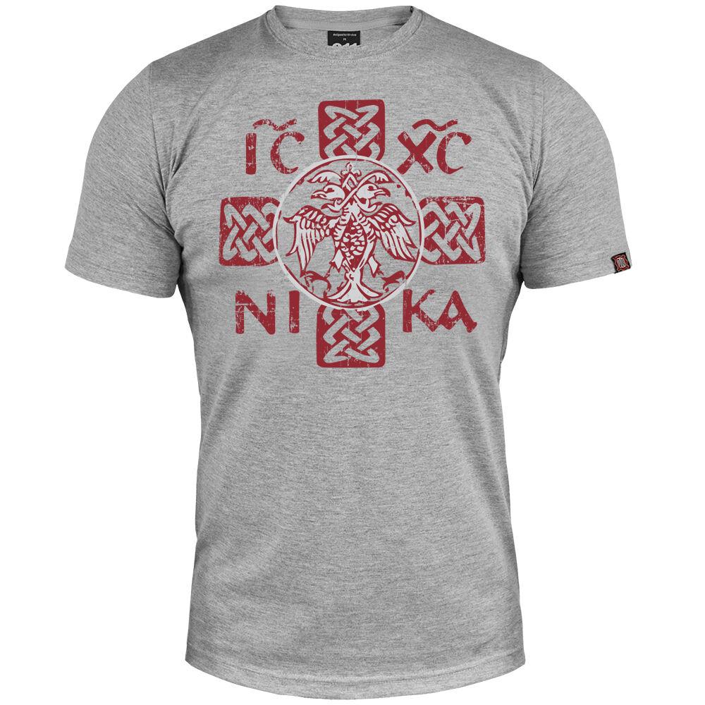011Shop Muška majica kratkih rukava "Icxc Nika Nemanjićki orao", Svetlosiva