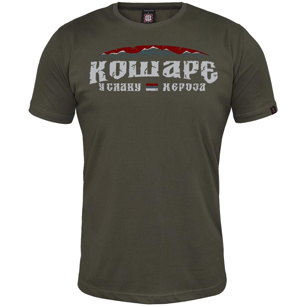 011Shop Muška majica kratkih rukava "Košare - U slavu heroja!", Maslinasta