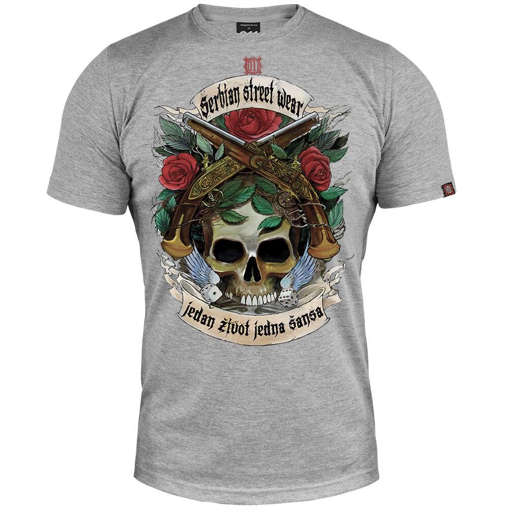 011Shop Muška majica kratkih rukava "Jedan život, jedna šansa", Svetlosiva