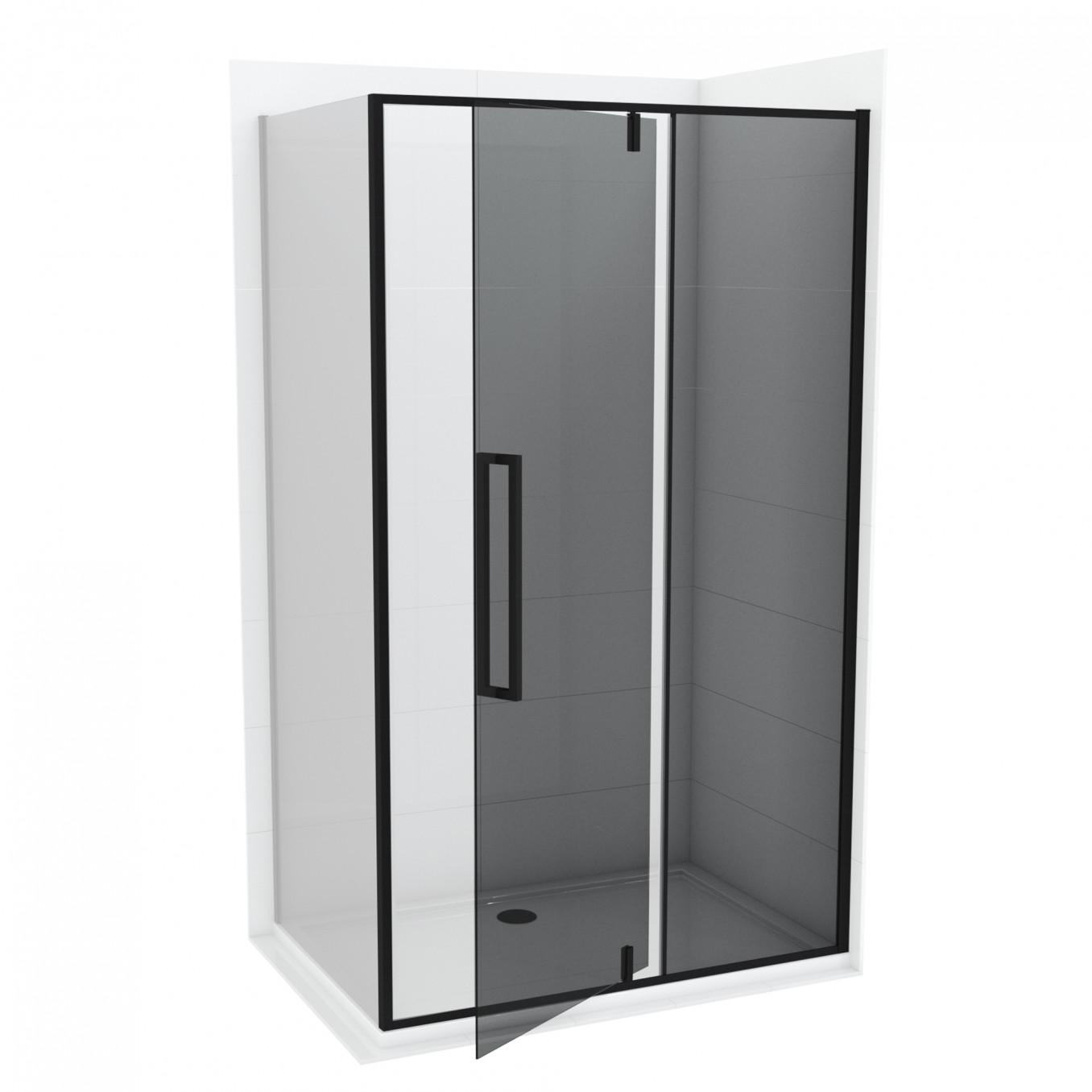 COPEN Stakleni paravan Absolut Black 90 x 200 cm, Tamno staklo 6 mm, Pivot vrata, Crni ram