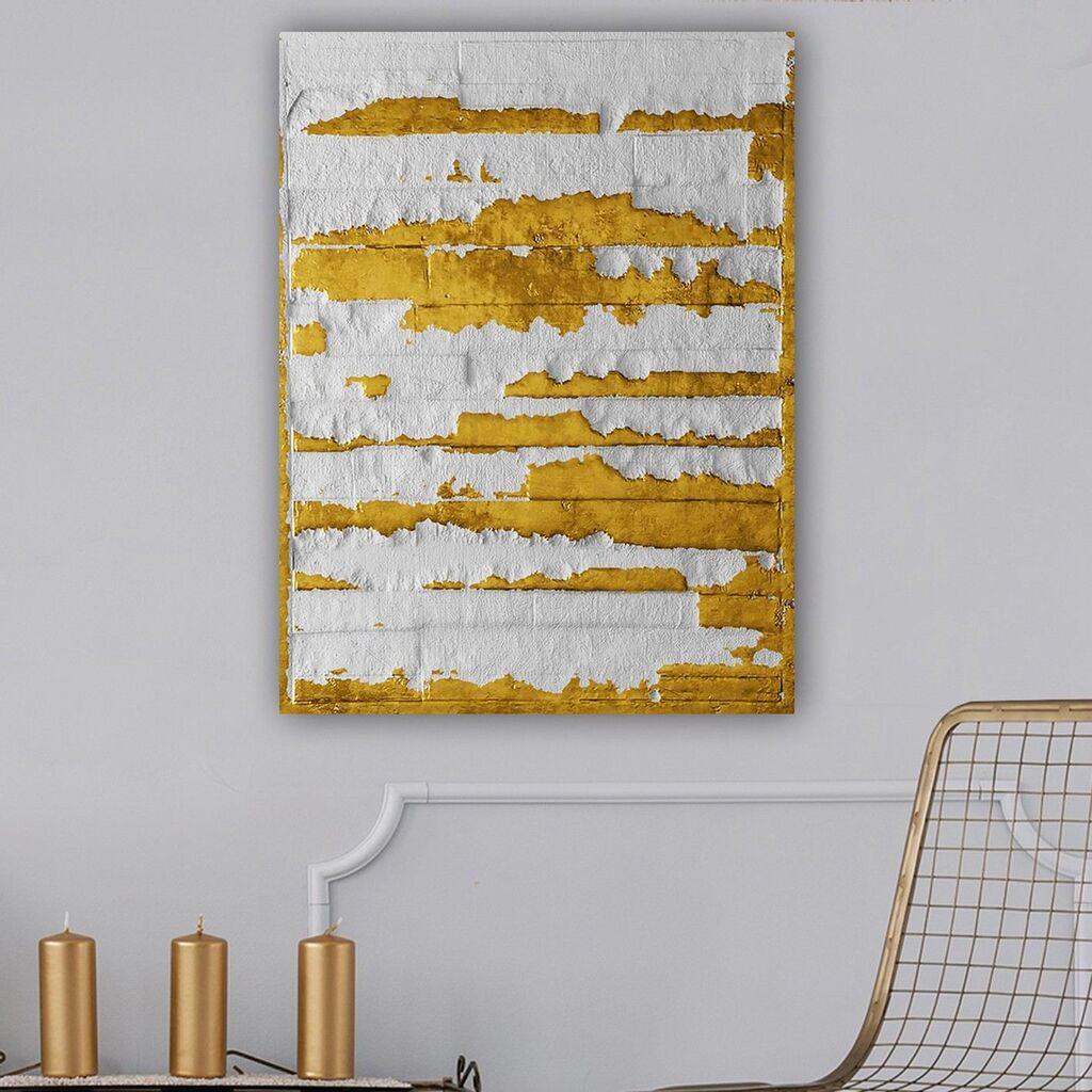 Wallxpert 7008419082_70100 Dekorativna slika, 70x100cm, Belo-zlatna
