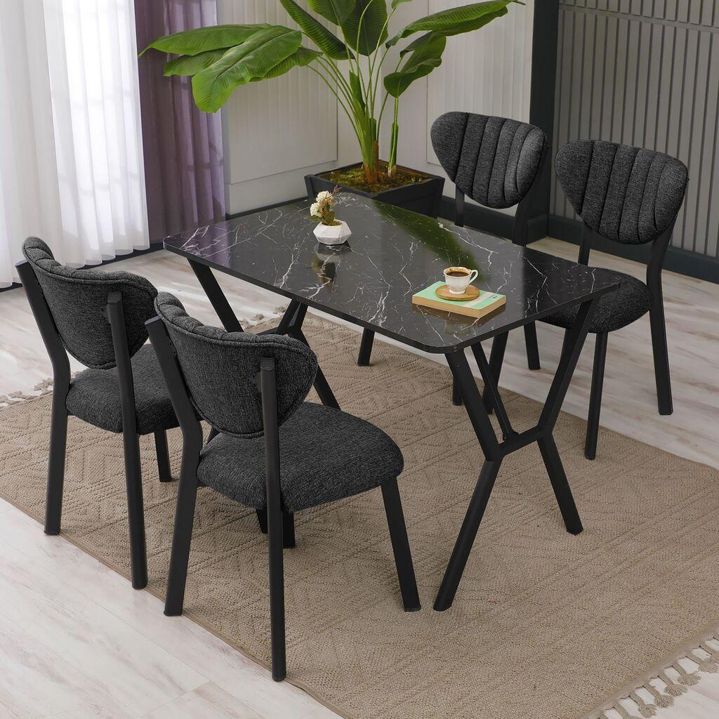 Hanah Home Trpezarijski sto i stolice Elma,  Anthracit