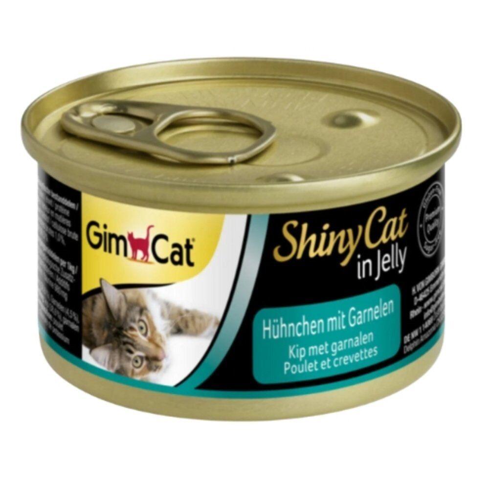 GimCat Vlažna hrana za mačke Shinycat, Piletina i škampi, 70g