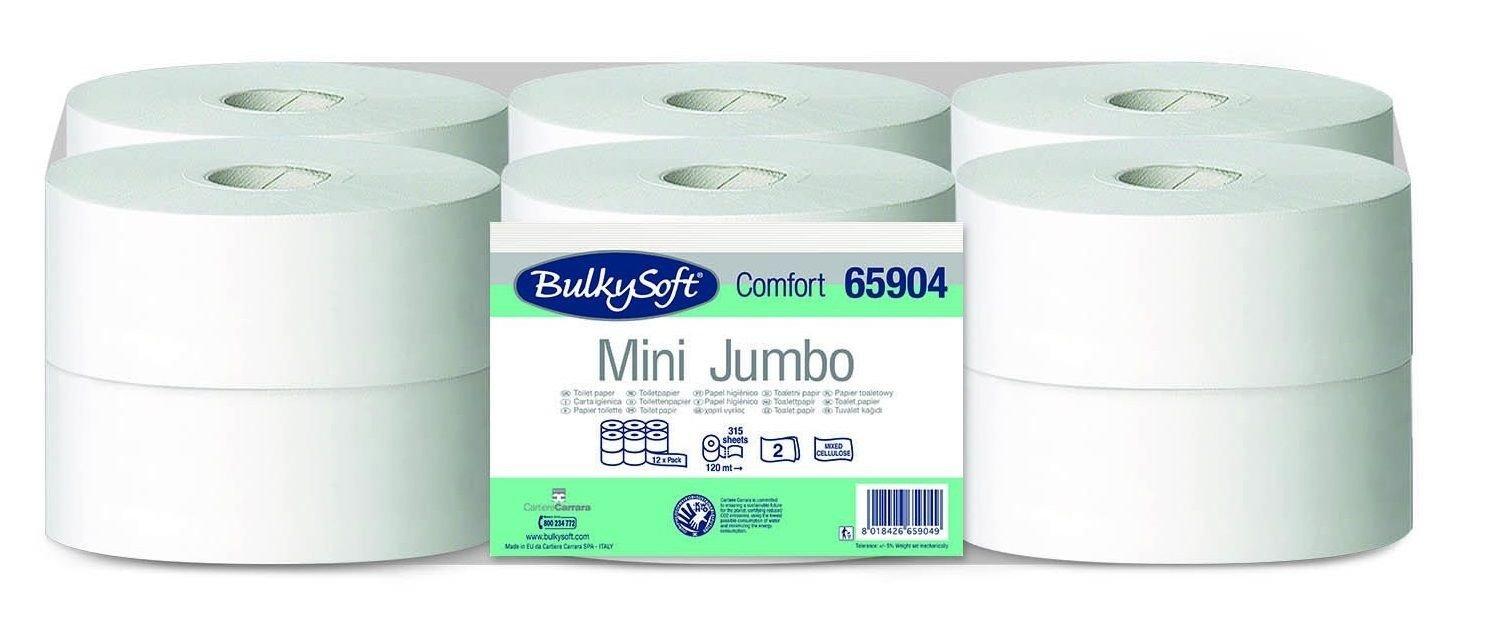 BULKYSOFT Toalet papir Comfort Mini Jumbo, 120m, Dvoslojni, 12 rolni