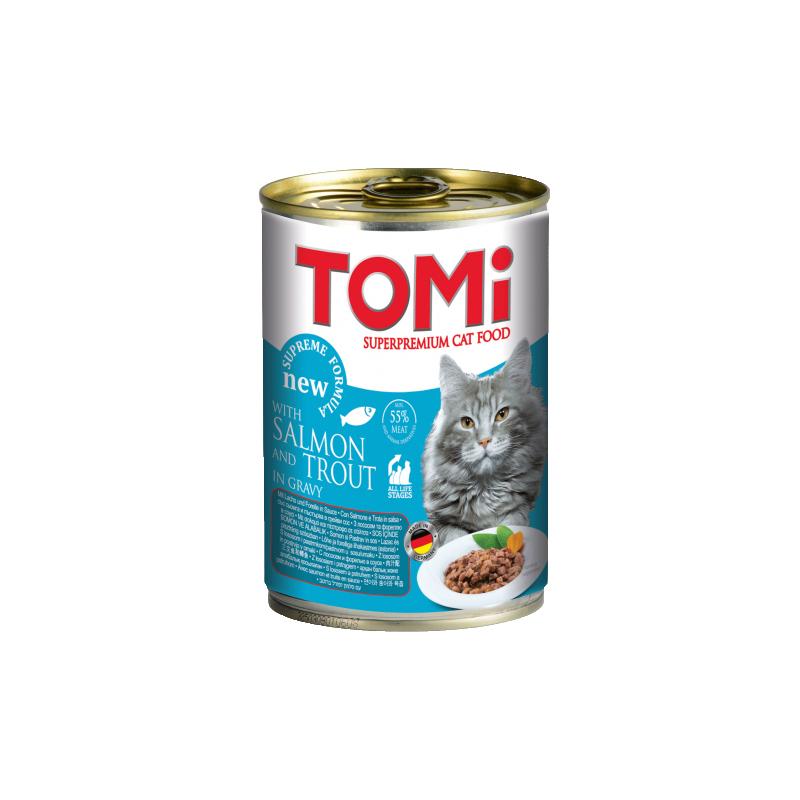TOMI Vlažna hrana za mačke u konzervi, Losos, 400 g