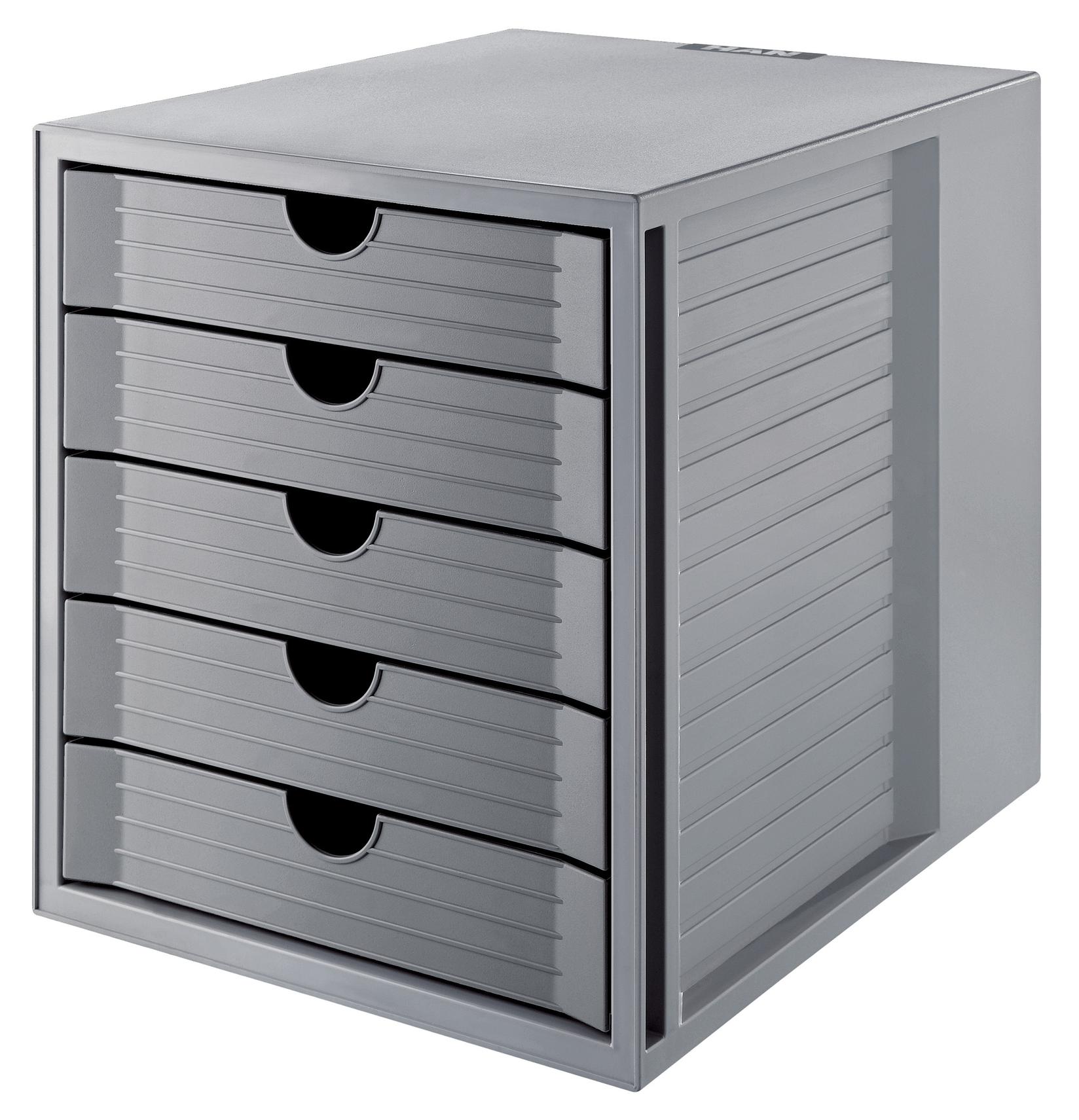 Han Polica za dokumentaciju sa fiokama System Box, 5 fioke, Siva