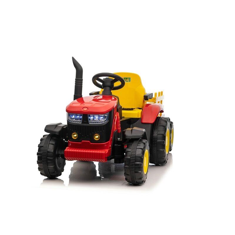 Premium Stil Dečiji Traktor na akumulator, Sa prikolicom, Crveni