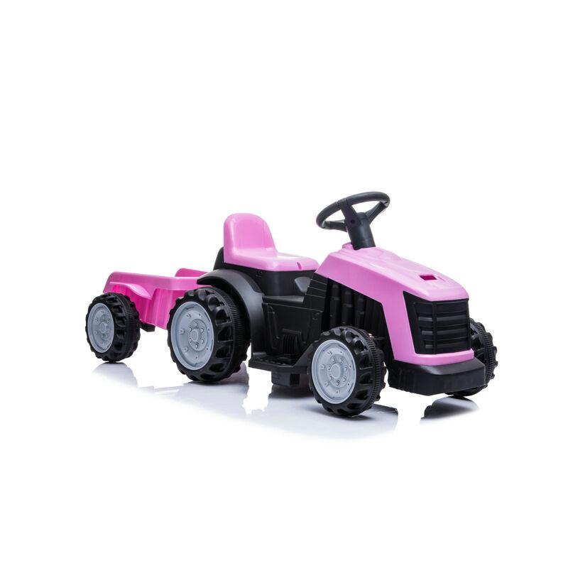 Premium Stil Dečiji Traktor na akumulator, Sa Prikolicom, Roze