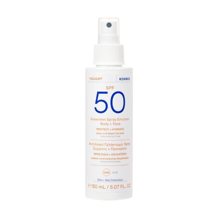 Korres Yoghurt emulzija u spreju za zaštitu od sunca za lice i telo, Spf50, 150ml