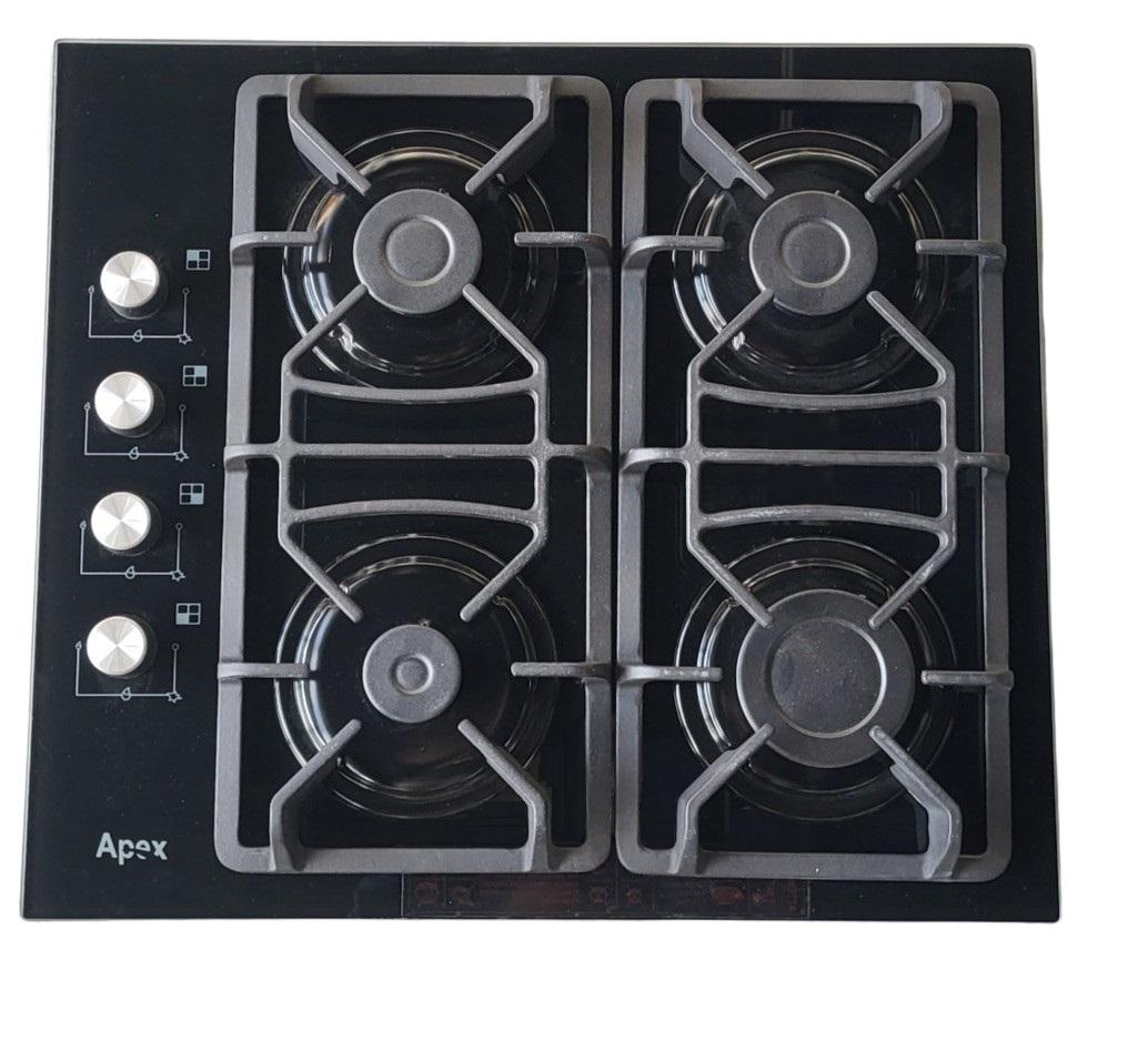 Apex Ugradna plinska ploča, 4 gorionika, Staklo, Crna