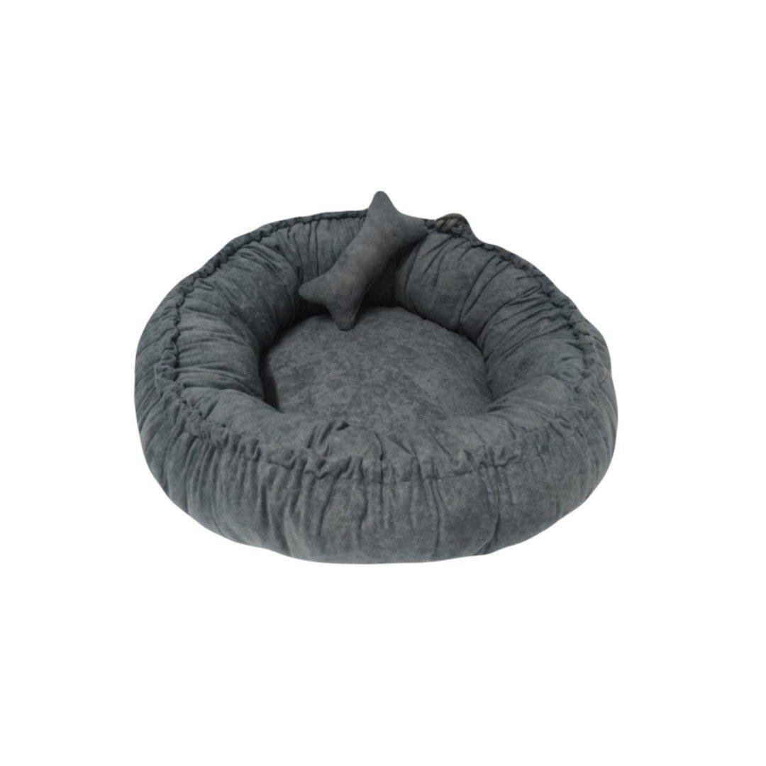 SPOTT PET Jastuk gnezdo za kućne ljubimce, prečnik 60cm, Mikrofiber štof i memori pena, Sivi