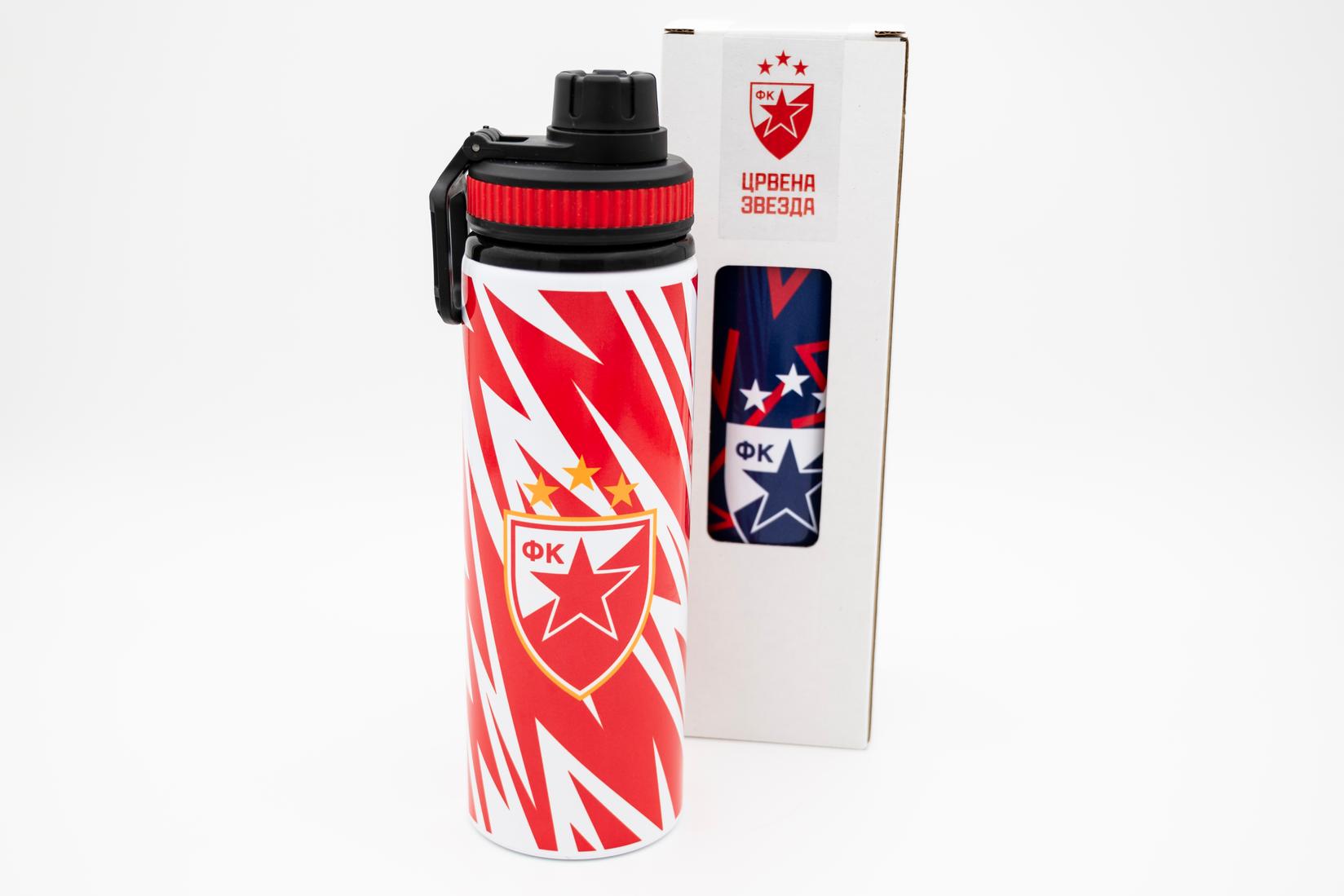 Nine Sport Flašica za vodu FK Crvena Zvezda, 750ml, Crveno-bela