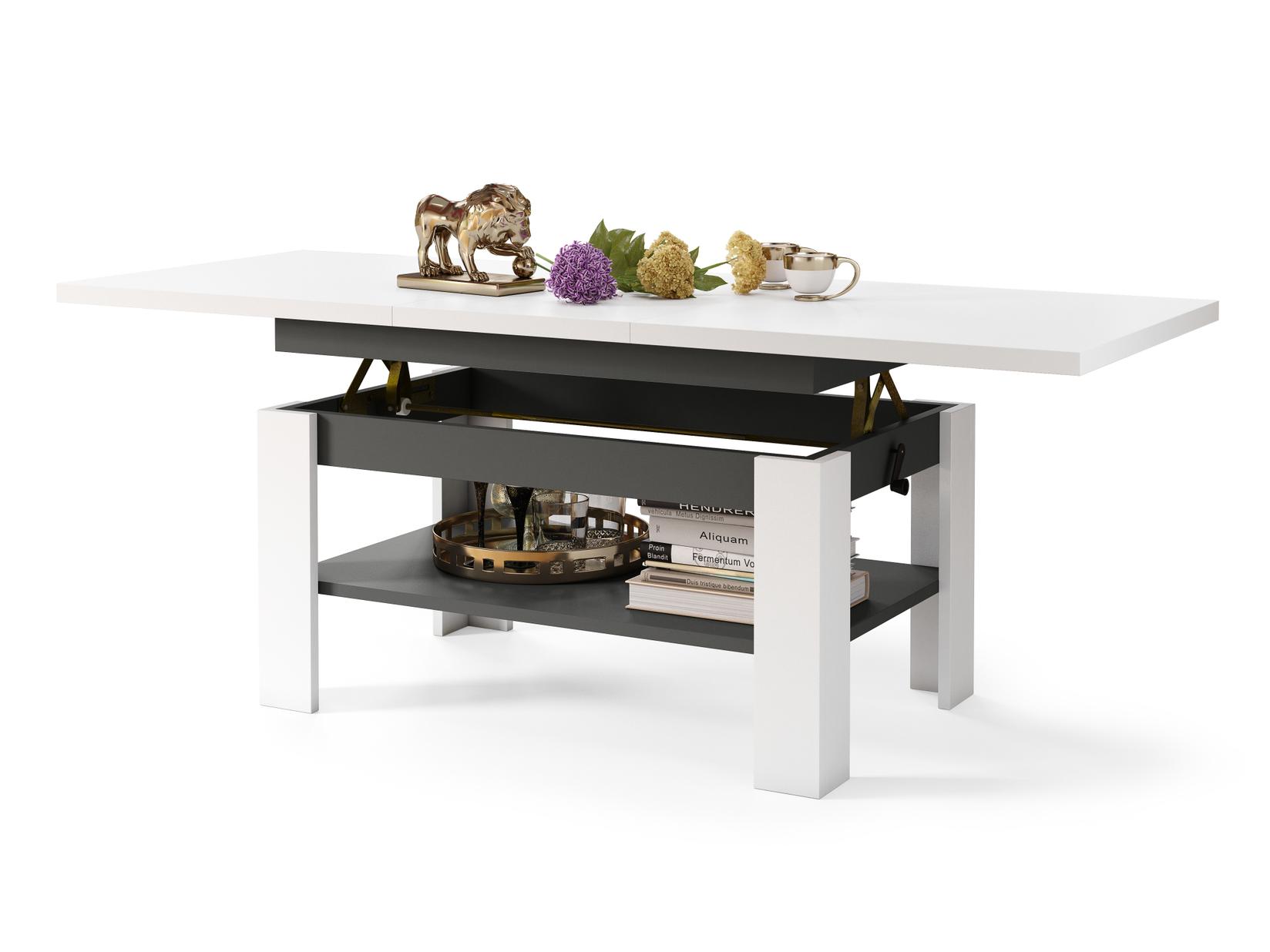 Mazzoni Multifunkcionalni sto na razvlačenje Rio, 130-170x55-67cm, Belo - crni